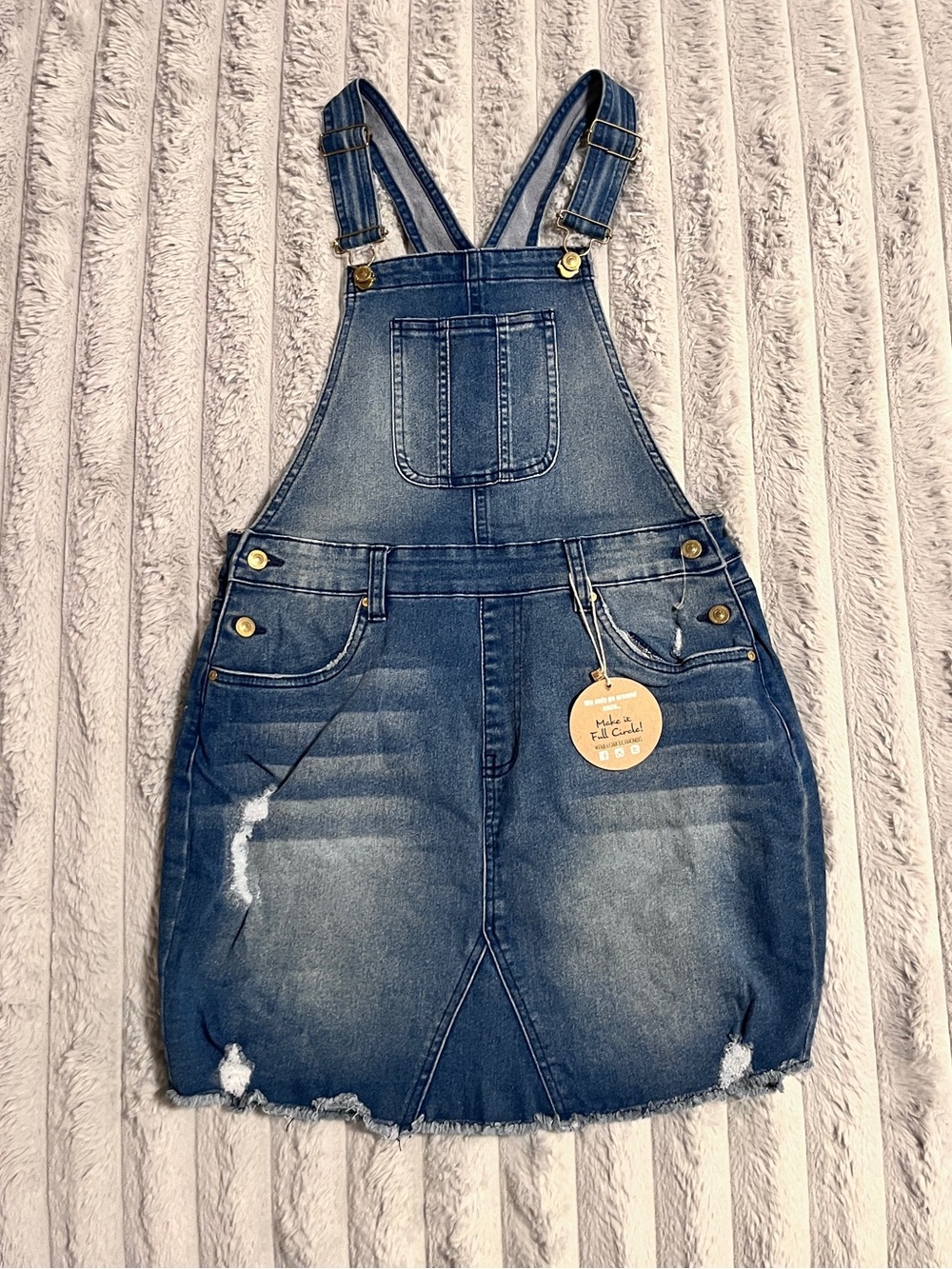 Distressed Denim Overall Dress NWT Jolie & Joy Size L